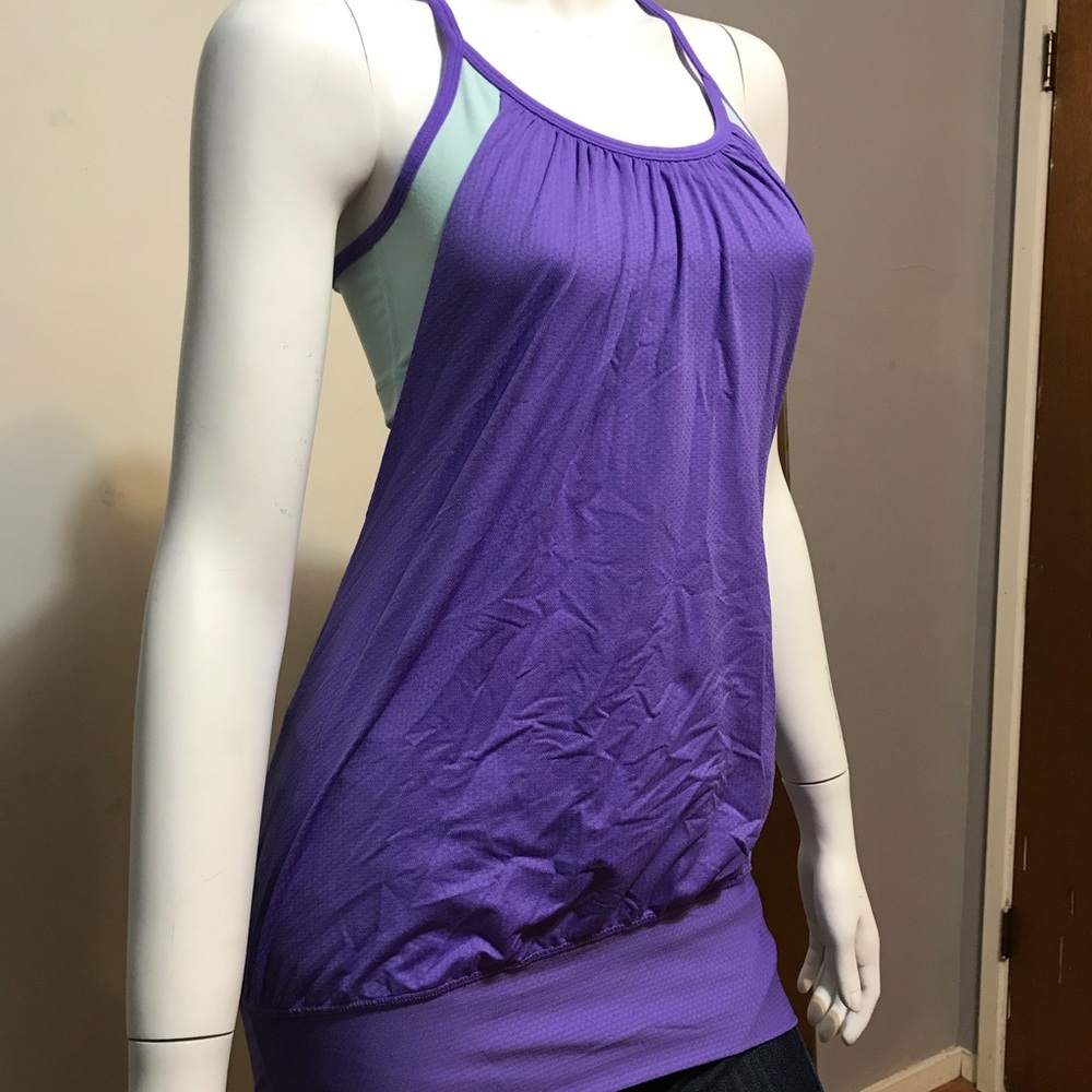 LULULEMON SIZE 4 PRACTICE FREELY TANK GREEN PURPLE